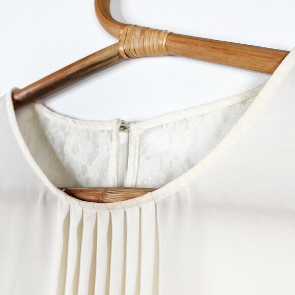 Vintage y2k white lace pleated drop waist top shirt blouse size small / medium - Picture 7 of 7